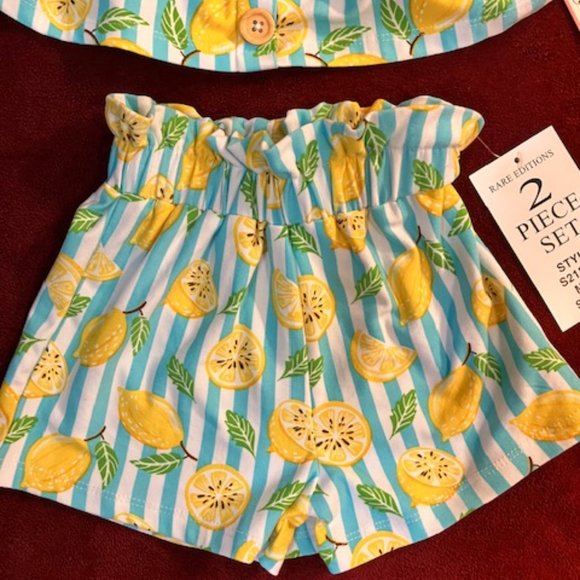 NWT! RARE EDITIONS - Girl's Size 2T - Adorable Striped Pattern 2 Piece Short Set - Picture 3 of 9